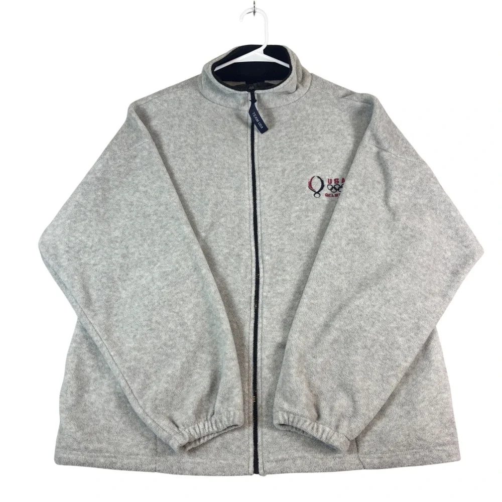 Team USA Beijing 08 Olympics‎ Fleece Jacket Mens Gray Full Zip Embroidered 2XL